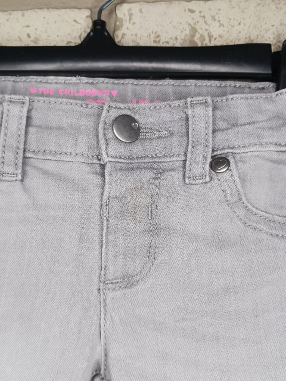 The Childrens Place Girls 12-18M Jegging Pants Jeans Gray Stretch Waist (Read)